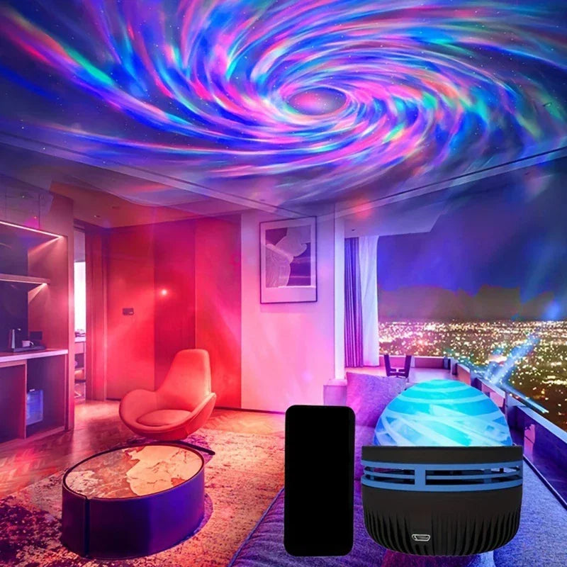 Projecteur d'étoiles Aurora LED USB – veilleuse nocturne à rotation 360°, avec télécommande, effet de vague océan et lumière boréale, pour chambre, fête et KTV.