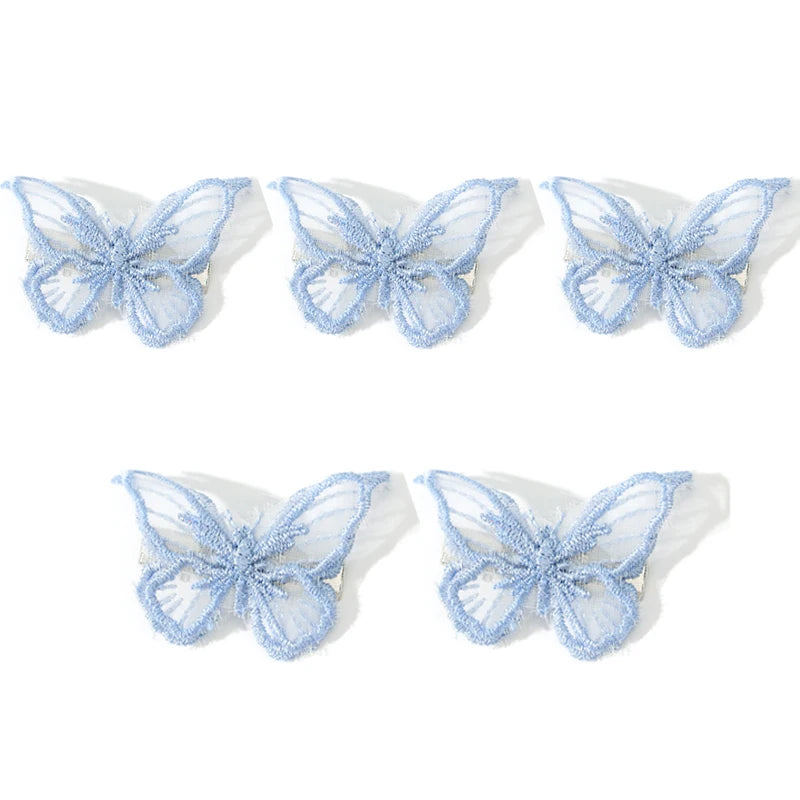 Lot de 5 pinces à cheveux papillon en dentelle blanche – barrettes papillon style coréen, accessoires de coiffure élégants pour femmes et mariages.