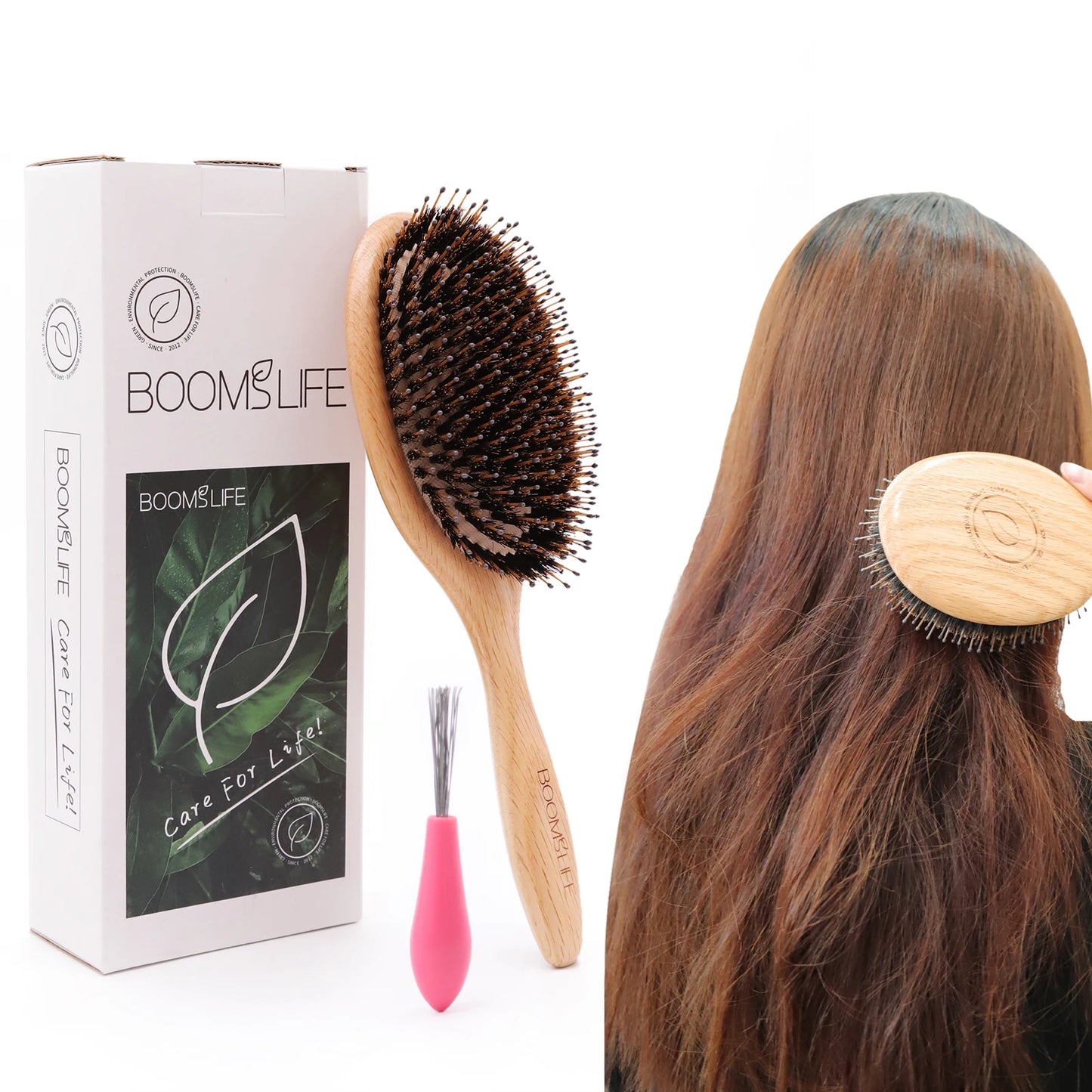 Brosse à cheveux en poils de sanglier – peigne en bois de chêne pour coiffage, massage du cuir chevelu, brosse de salon de beauté et accessoires de barbier.