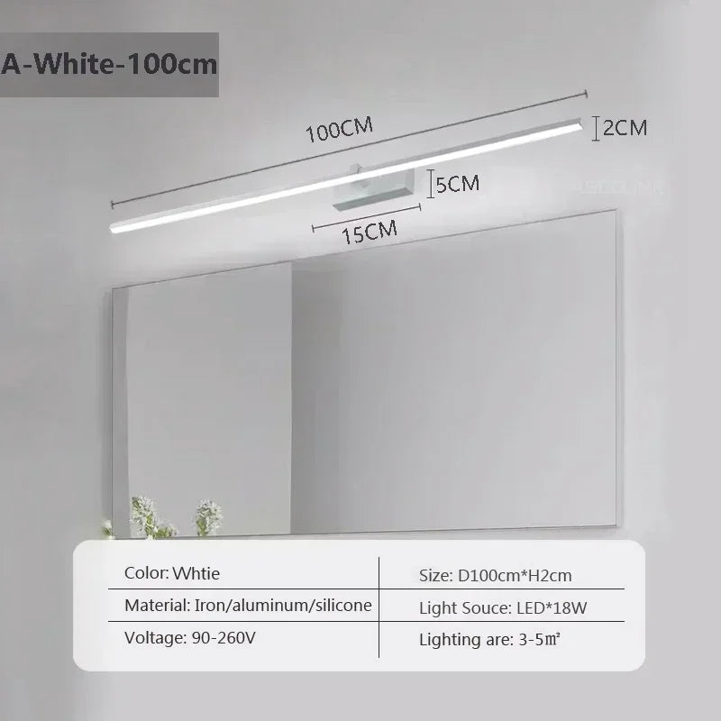 Applique murale LED moderne – éclairage décoratif effet miroir avec bande lumineuse, idéale pour chambre, salle de bain, WC, cuisine et autres espaces intérieurs.