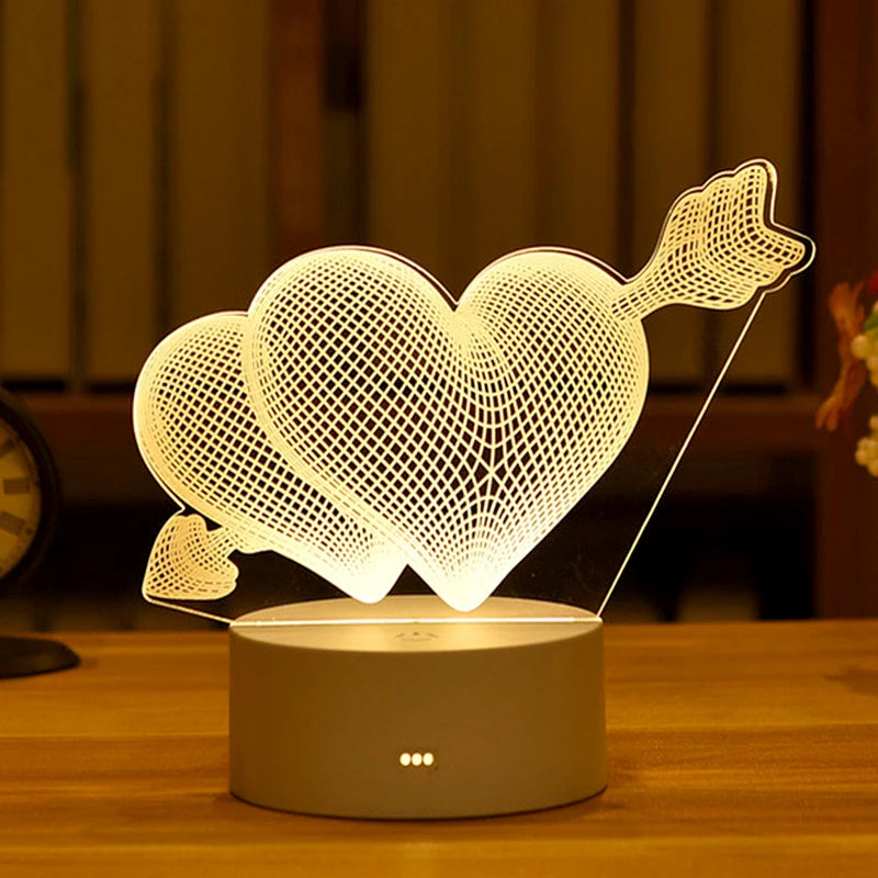 Lampe LED 3D "Romantic Love" pour la maison – veilleuse pour enfants, décoration de mariage, anniversaire, fête de la Saint-Valentin et lampe de chevet.