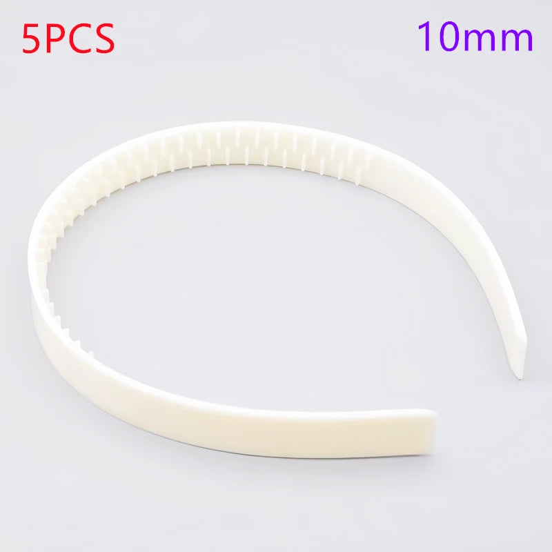 Lot de 5 serre-têtes en plastique avec dents – largeur 8mm/10mm, couleur blanche et noire, accessoires de coiffure pour filles et femmes, fournitures DIY.