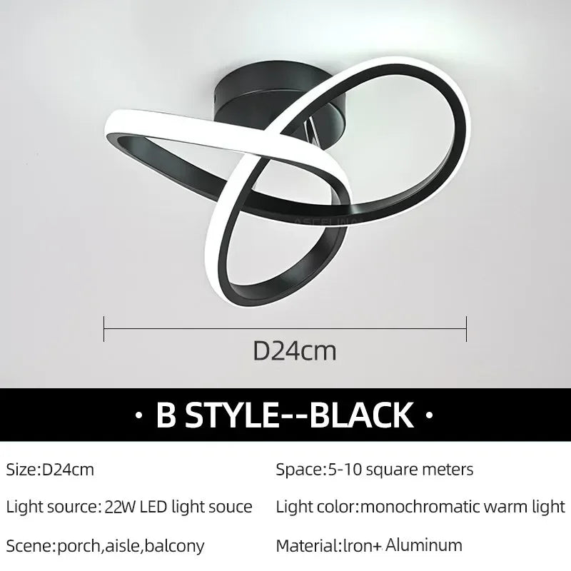 Plafonnier LED moderne en acrylique en forme de trèfle, à intensité variable, en noir, blanc et or – lampe intérieure pour salon, chambre et salle à manger.