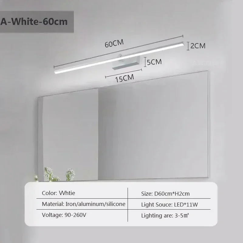 Applique murale LED moderne – éclairage décoratif effet miroir avec bande lumineuse, idéale pour chambre, salle de bain, WC, cuisine et autres espaces intérieurs.