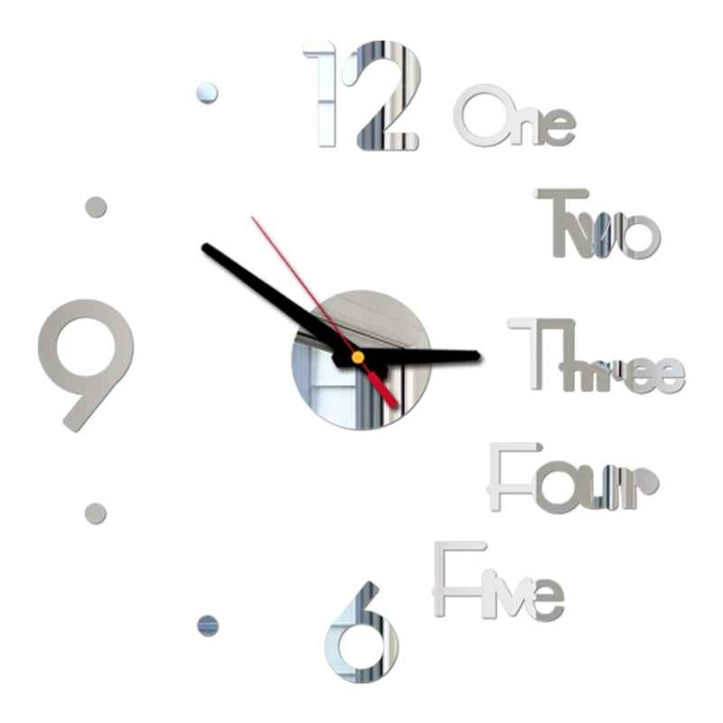 Horloge murale sans cadre – horloge numérique DIY en acrylique, stickers muraux, horloge à quartz silencieuse pour décoration murale de maison ou bureau.