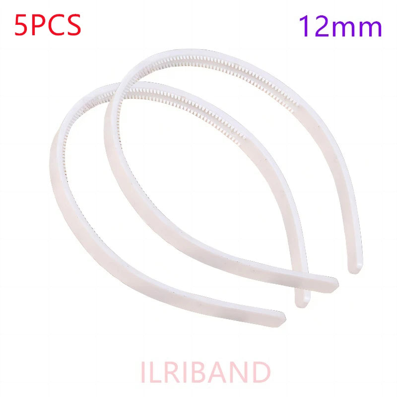 Lot de 5 serre-têtes en plastique avec dents – largeur 8mm/10mm, couleur blanche et noire, accessoires de coiffure pour filles et femmes, fournitures DIY.