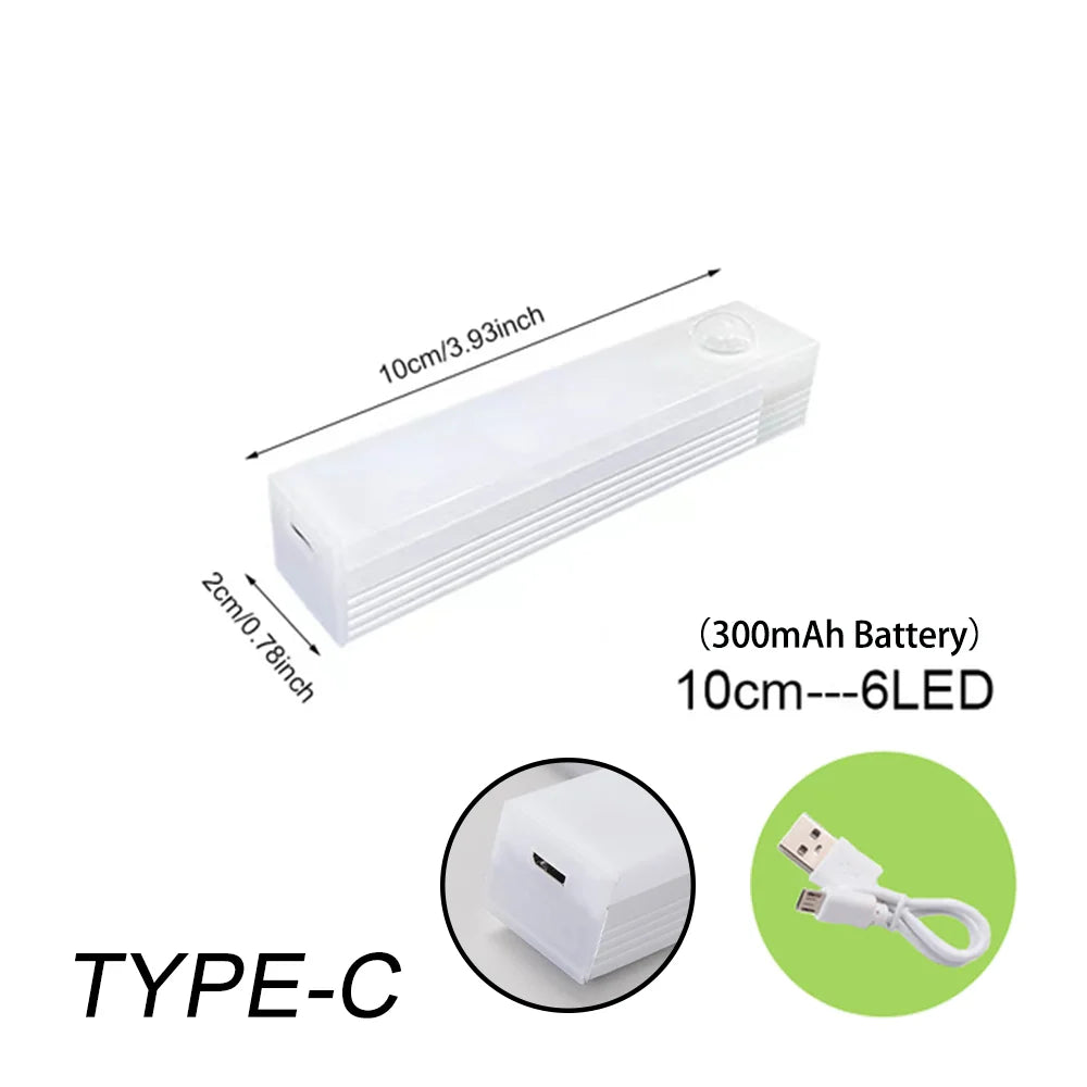 Veilleuse LED Sans Fil avec Détecteur de Mouvement  Lampe rechargeable USB Type-C | Éclairage pour Armoire, Garde-Robe, Escalier, Cuisine et Fond Lumineux