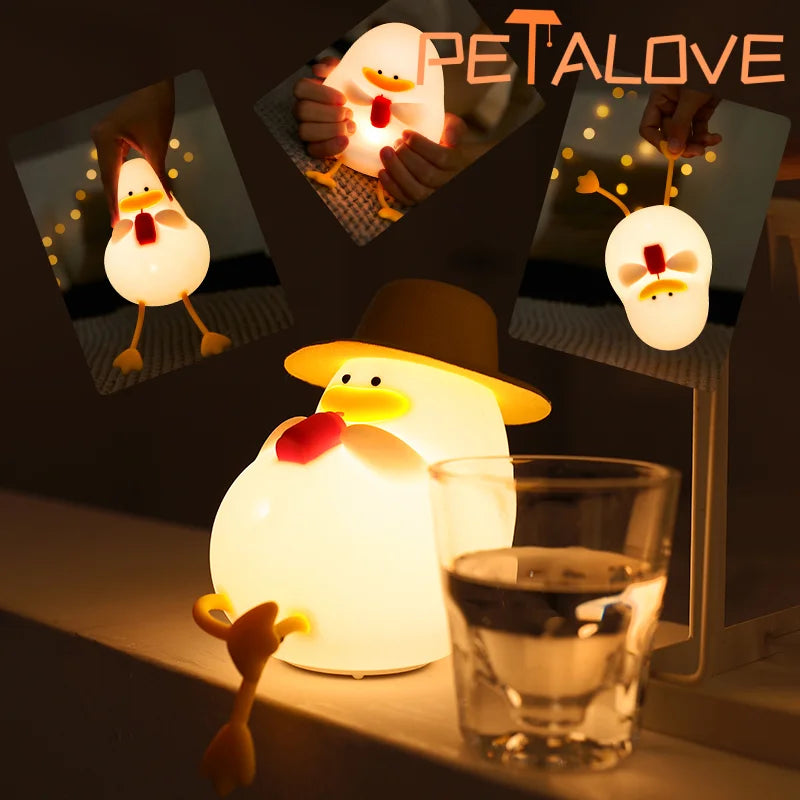 Veilleuse Canard Mignon - Compagnon de Sommeil Grande Oie Tactile - Lampe de Table USB Rechargeable Lampe de Chevet avec Capteur Tactile pour Bébés et Filles