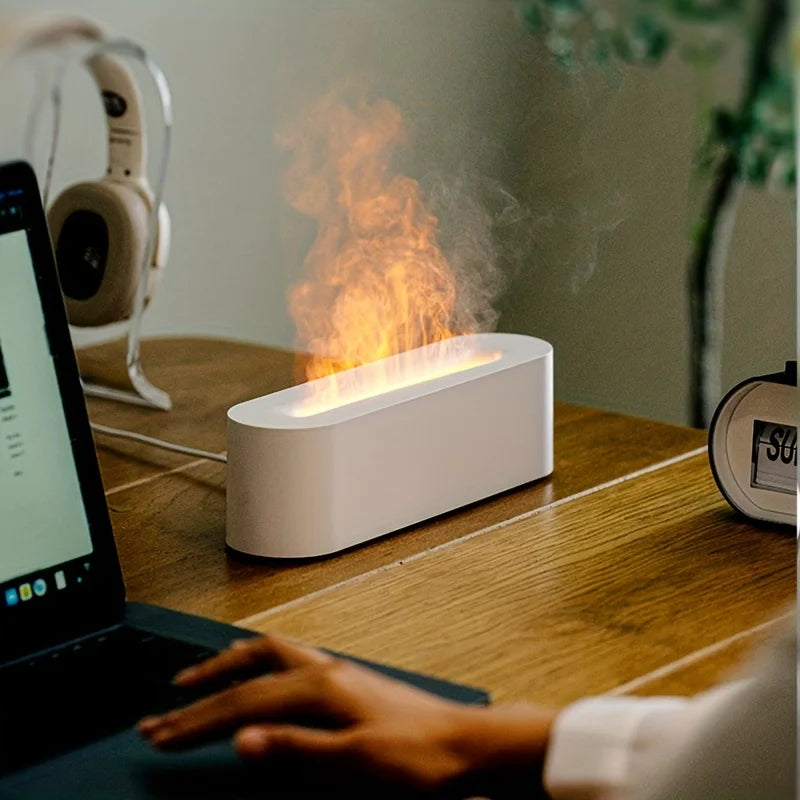 Mini diffuseur portable USB à effet flamme colorée – humidificateur d'air H2O à brume fraîche, diffuseur d'huiles essentielles pour la maison.