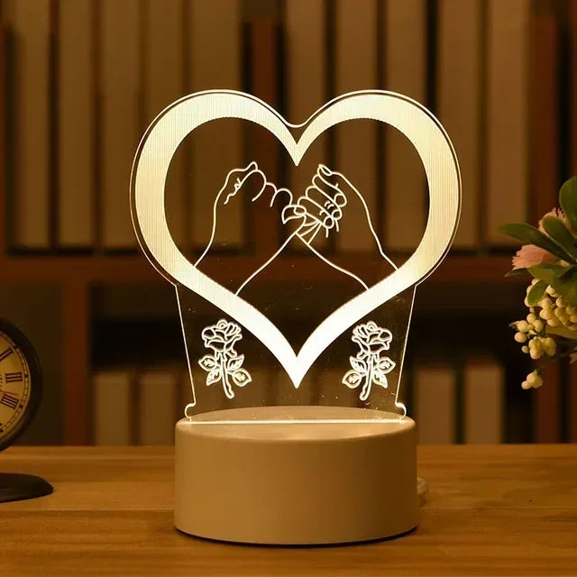 Lampe LED 3D "Romantic Love" pour la maison – veilleuse pour enfants, décoration de mariage, anniversaire, fête de la Saint-Valentin et lampe de chevet.