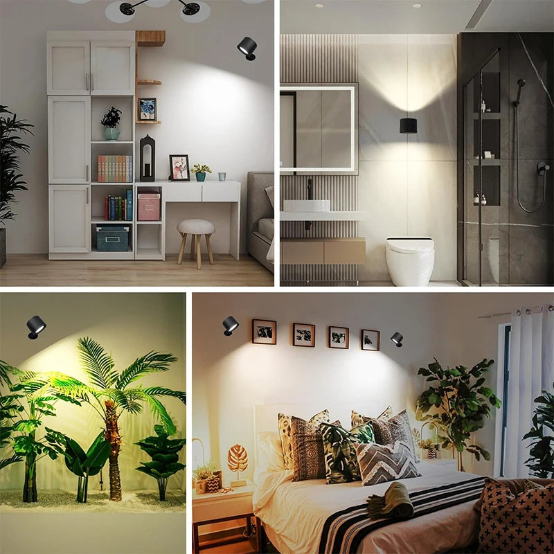 Applique murale LED à double tête avec contrôle tactile et télécommande, rotation à 360° – rechargeable par USB, sans fil et portable, idéale comme veilleuse ou lampe de lecture pour chambre.