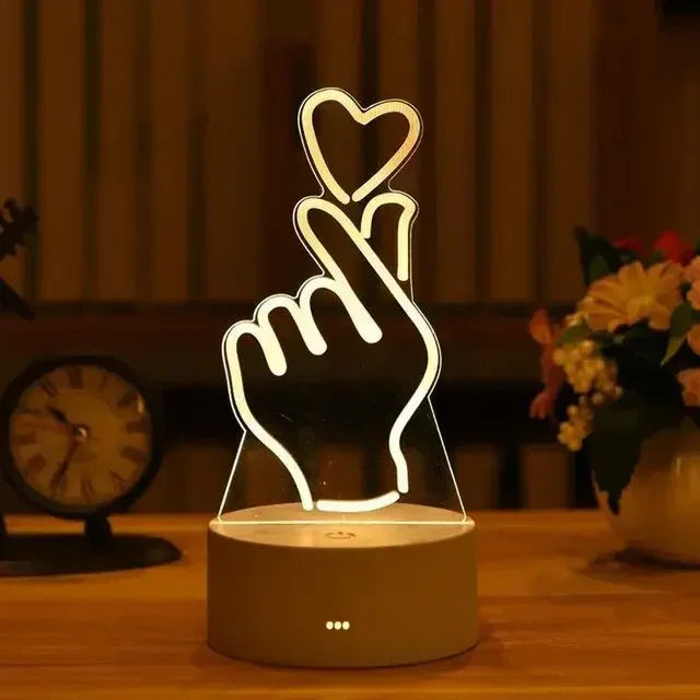 Lampe LED 3D "Romantic Love" pour la maison – veilleuse pour enfants, décoration de mariage, anniversaire, fête de la Saint-Valentin et lampe de chevet.