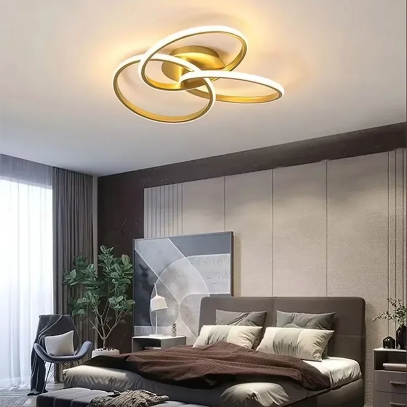 Plafonnier LED moderne en acrylique en forme de trèfle, à intensité variable, en noir, blanc et or – lampe intérieure pour salon, chambre et salle à manger.